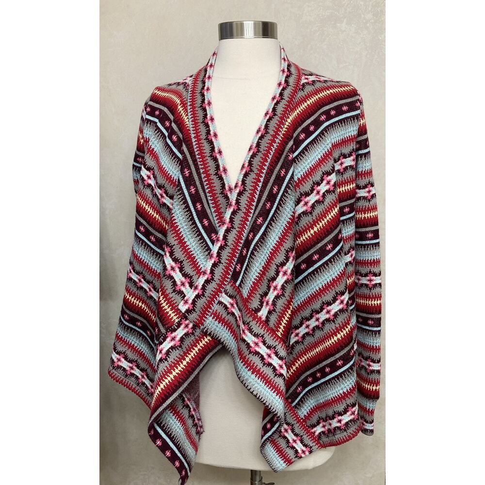 Womens Girls Alice Moon Open Front Cardigan Sweater Long Sleeve Cuff Fair Isle S